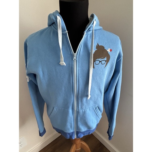 Overwatch Mei Ultimate Hoodie Blue Full Zip J!NX Size L Gamer Blizzard - Picture 1 of 9